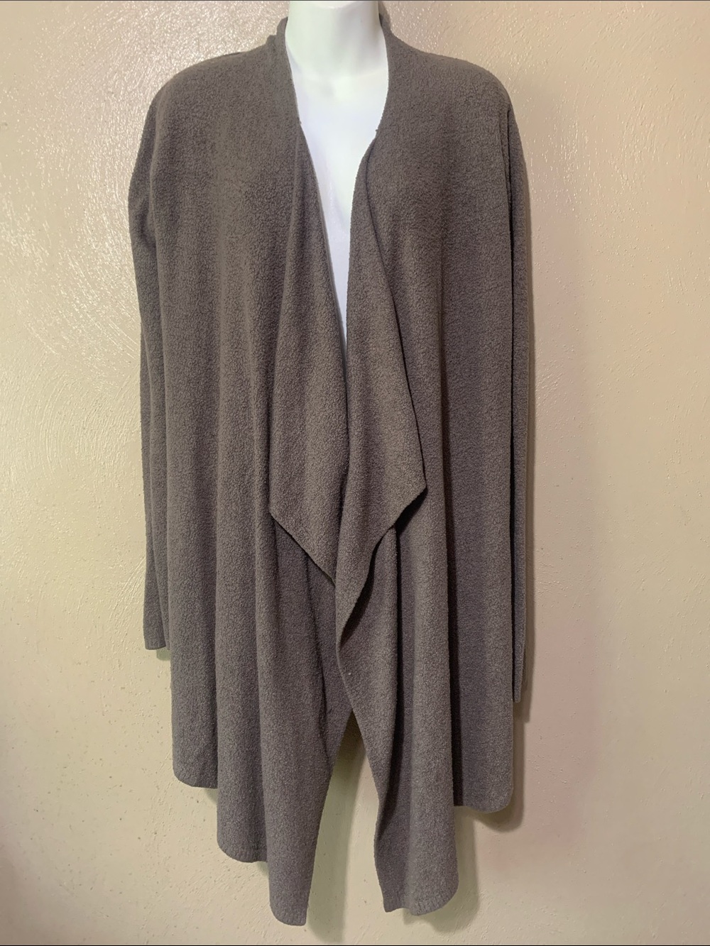 Barefoot Dreams L/XL Bamboo Chic Lite Cardigan Sweater Drape Cascading Taupe